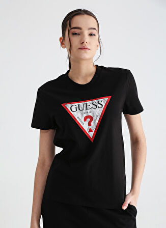 Guess Bisiklet Yaka Siyah Kadın T-Shirt W2BI69K8FQ1JBLK