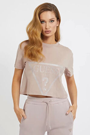 Guess Adele Crop Kadın Pembe T-Shirt