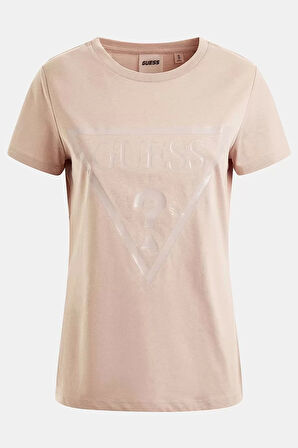 Guess Önde  Logolu T-Shirt  Bej Kadın
