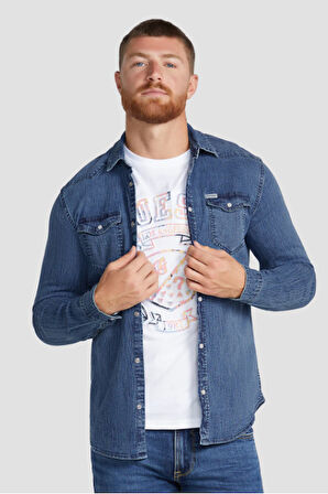 Erkek Guess Denim Gömleği - Denim | S