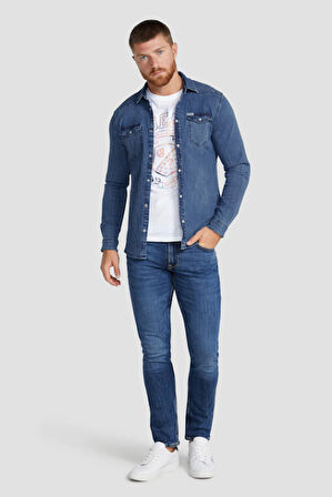 Erkek Guess Denim Gömleği - Denim | S