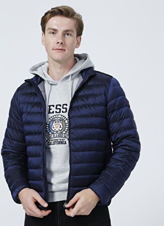 Guess M1Rl47Wdq50G7V2 Light Packable Real Düz Yaka Comfort Fit Düz Mavi Erkek Mont