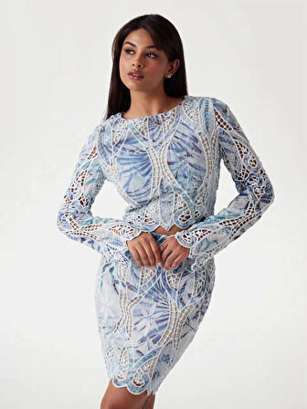 Guess Kadın Pembe Anastasia Dantel Bluz