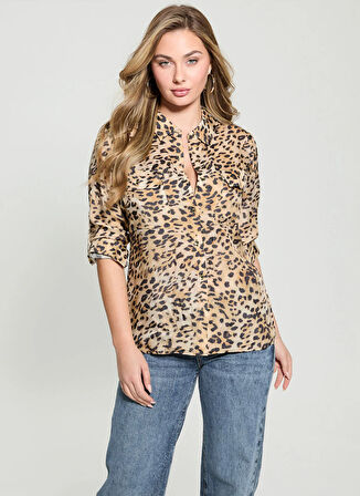 Guess Regular Fit Düz Çok Renkli Kadın Gömlek ENORA EQUIPMENT SHIR - ECO VI SHINY