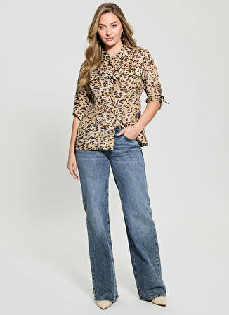 Guess Regular Fit Düz Çok Renkli Kadın Gömlek ENORA EQUIPMENT SHIR - ECO VI SHINY
