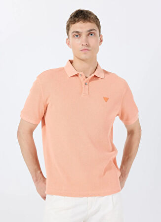 Guess Desenli Turuncu Erkek Polo T-Shirt M5GP05KCSG1G3I1 WAFFLE TREATED SS