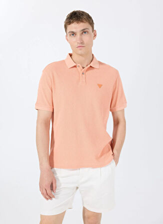 Guess Desenli Turuncu Erkek Polo T-Shirt M5GP05KCSG1G3I1 WAFFLE TREATED SS