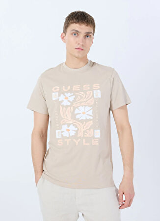 Guess Bisiklet Yaka Desenli Pembe Erkek T-Shirt M5GI05I3Z14G1H1 SS CN GUESS STYLE