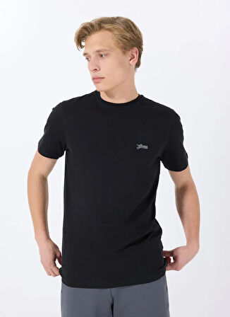 Guess Bisiklet Yaka Desenli Siyah Erkek T-Shirt M4GI70KC9X0JBLK SS CN BASIC PIMA