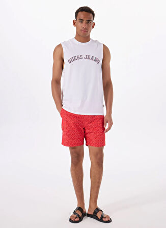 Guess Jeans Bisiklet Yaka Desenli Beyaz Erkek T-Shirt M5GP31K8HM0G011 GJ MUSCLE COLLEGIA