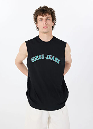 Guess Jeans Bisiklet Yaka Desenli Siyah Erkek T-Shirt M5GP31K8HM0JBLK GJ MUSCLE COLLEGIA