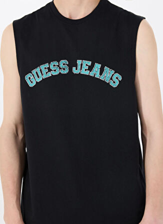 Guess Jeans Bisiklet Yaka Desenli Siyah Erkek T-Shirt M5GP31K8HM0JBLK GJ MUSCLE COLLEGIA