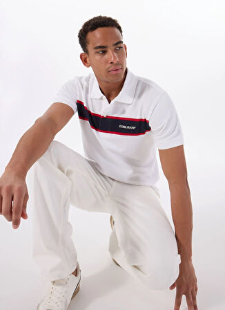 Guess Jeans Desenli Beyaz Erkek Polo T-Shirt M5GP29KCJV1F0E1 GJ SS STRIPED EMBR