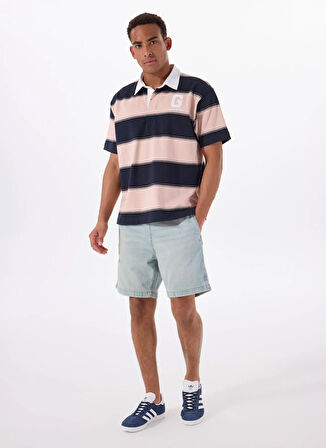 Guess Jeans Desenli Pembe Erkek Polo T-Shirt M5GP30KCPS1S61O GJ SS STRIPE RUGBY