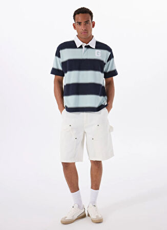 Guess Jeans Desenli Mavi Erkek Polo T-Shirt M5GP30KCPS1S76R GJ SS STRIPE RUGBY