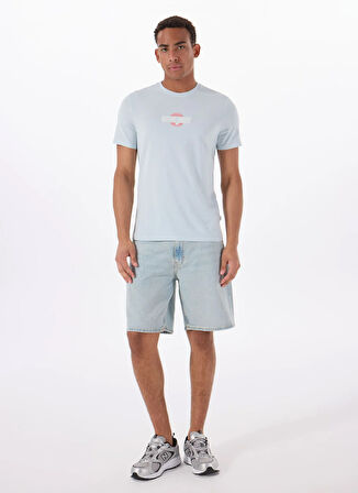 Guess Jeans Bisiklet Yaka Desenli Mavi Erkek T-Shirt M5GI23K8HM0G7O7 GJ SS CN SLIM SUNS
