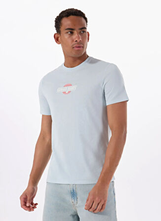 Guess Jeans Bisiklet Yaka Desenli Mavi Erkek T-Shirt M5GI23K8HM0G7O7 GJ SS CN SLIM SUNS