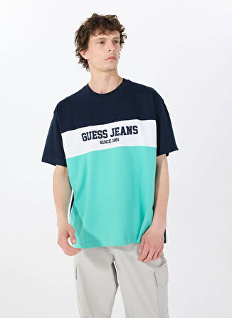 Guess Jeans Bisiklet Yaka Desenli Çok Renkli Erkek T-Shirt M5GI45K8FQ4FJ7O GJ SS CN OS HORIZO