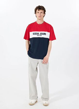 Guess Jeans Bisiklet Yaka Desenli Çok Renkli Erkek T-Shirt M5GI45K8FQ4F7TW GJ SS CN OS HORIZO