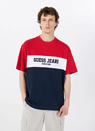 Guess Jeans Bisiklet Yaka Desenli Çok Renkli Erkek T-Shirt M5GI45K8FQ4F7TW GJ SS CN OS HORIZO
