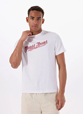 Guess Jeans Bisiklet Yaka Desenli Beyaz Erkek T-Shirt M5GI54K8FQ4G011 GJ SS CN REG 1981