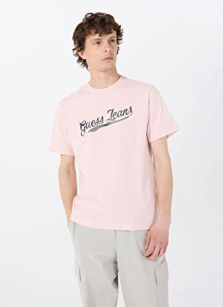 Guess Jeans Bisiklet Yaka Desenli Pembe Erkek T-Shirt M5GI54K8FQ4G6R4 GJ SS CN REG 1981
