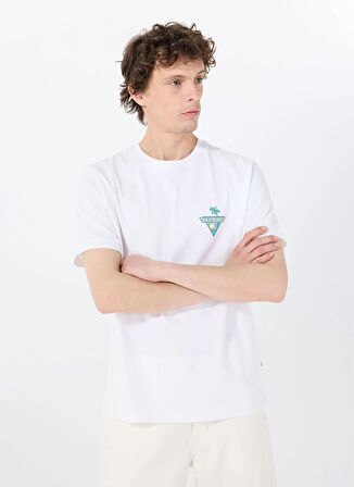 Guess Jeans Bisiklet Yaka Desenli Beyaz Erkek T-Shirt M5GI55K8FQ4G011 GJ SS CN REG PALM