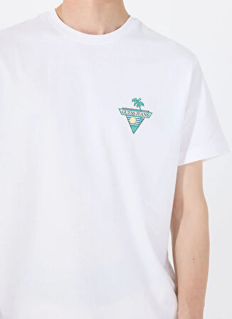 Guess Jeans Bisiklet Yaka Desenli Beyaz Erkek T-Shirt M5GI55K8FQ4G011 GJ SS CN REG PALM