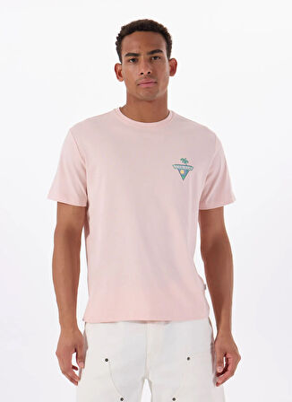 Guess Jeans Bisiklet Yaka Desenli Pembe Erkek T-Shirt M5GI55K8FQ4G6R4 GJ SS CN REG PALM