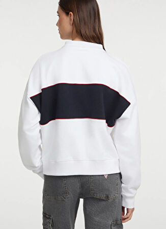 Guess Jeans Baskılı Çok Renkli Kadın Sweatshırt GJ CN OS SHIRT COLLA - MID ORGANIC