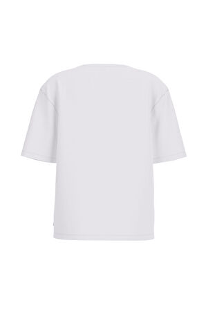Kadın GJ SS CN OS Curved T-Shirt - Beyaz | S
