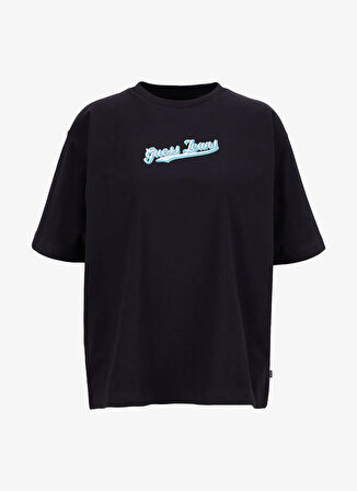 Guess Jeans Siyah Kadın T-Shirt GJ SS CN OS CURVED L - ORGANIC COTT