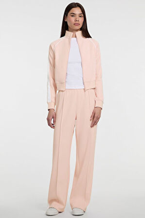 Kadın Gj Tricot Track Fermuarlı Sweatshirt - Pudra Pembe | M