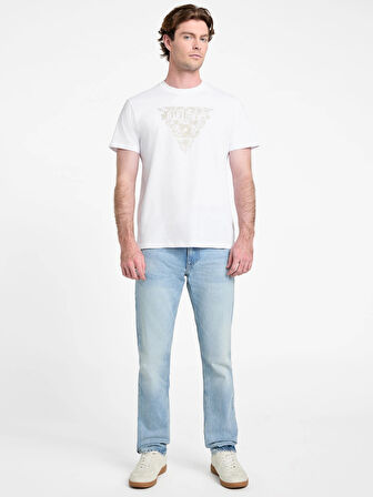 Guess Erkek Beyaz Çiçek Nakışlı Tişört