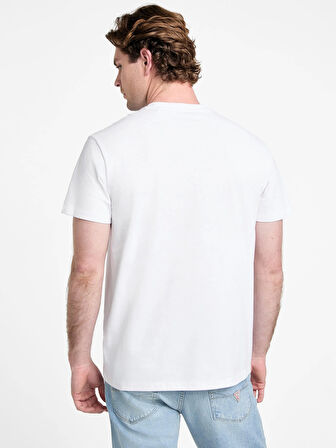 Guess Erkek Beyaz Çiçek Nakışlı Tişört
