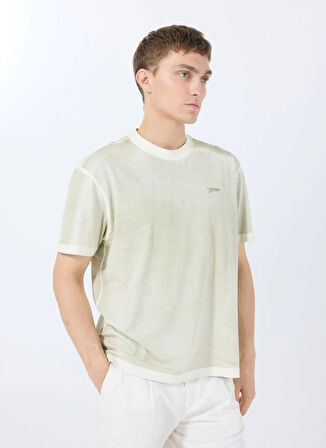 Guess Bisiklet Yaka Desenli Haki Erkek T-Shirt M5GI70I3Z14A82C SS CN INSIDE SPRAY