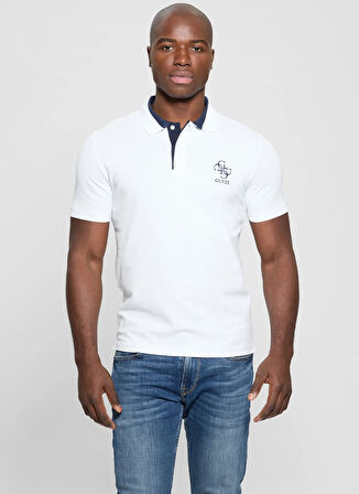 Guess Desenli Beyaz Erkek Polo T-Shirt M5GP60K7O64G011 LYLE SS POLO
