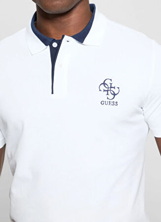 Guess Desenli Beyaz Erkek Polo T-Shirt M5GP60K7O64G011 LYLE SS POLO