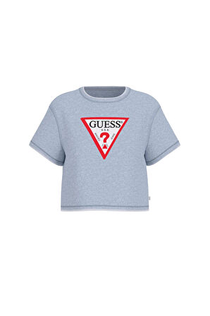 Kadın GJ SS Üçgen Logolu Boxy Iconic T-Shirt - Açık Mavi | S