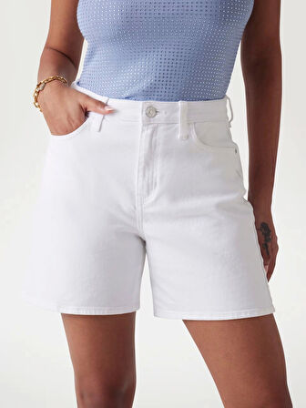 Guess Kadın Beyaz Süper Relaxed Şort