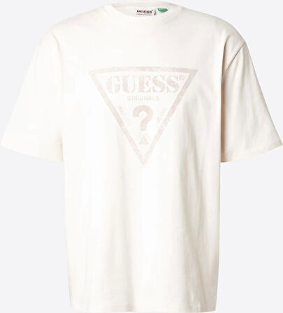 Guess Erkek Krem Vintage Triangle Tişört