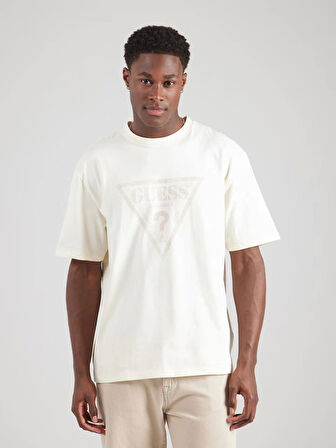 Guess Erkek Krem Vintage Triangle Tişört