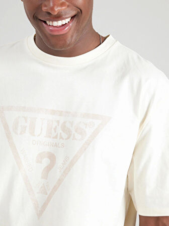 Guess Erkek Krem Vintage Triangle Tişört