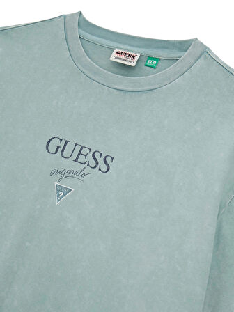 Guess Erkek Gri Baker Logolu Baskılı Tişört