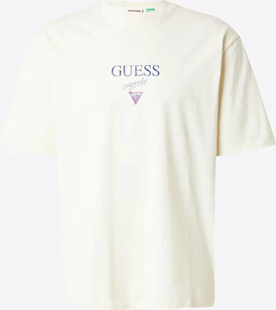 Guess Erkek Krem Baker Logolu Baskılı Tişört