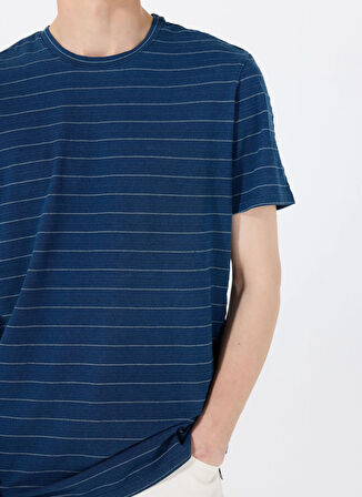 Guess Bisiklet Yaka Desenli Mavi Erkek T-Shirt M5GP20KCRX0INMU SS INDIGO ARCHER