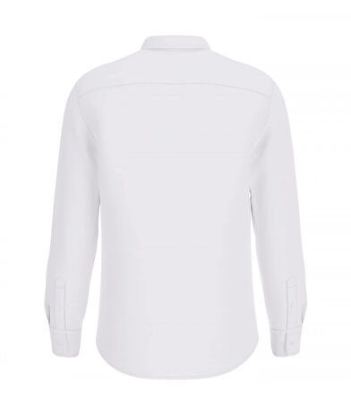 Guess Erkek Beyaz Napa Keten Uzun Kollu Gömlek