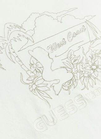 Guess Bisiklet Yaka Desenli Beyaz Erkek T-Shirt M5GI39KBW41G018 SS BSC WEST COAST