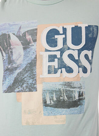 Guess Bisiklet Yaka Desenli Yeşil Erkek T-Shirt M5GI04I3Z14G8CV SS CN SAIL BOAT
