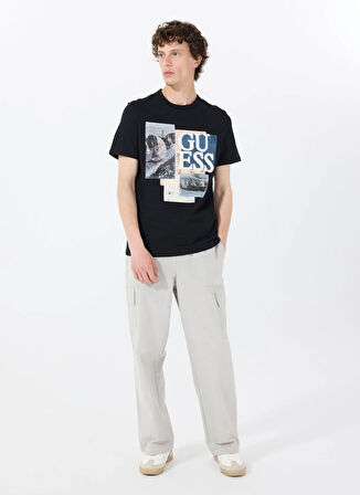 Guess Bisiklet Yaka Desenli Siyah Erkek T-Shirt M5GI04I3Z14JBLK SS CN SAIL BOAT